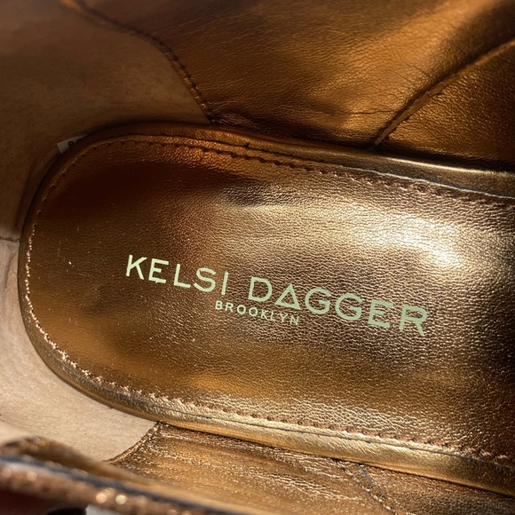 Kelsi Dagger Brooklyn metallic bronze lace up leather loafers Sz 8. EUC - Picture 6 of 6